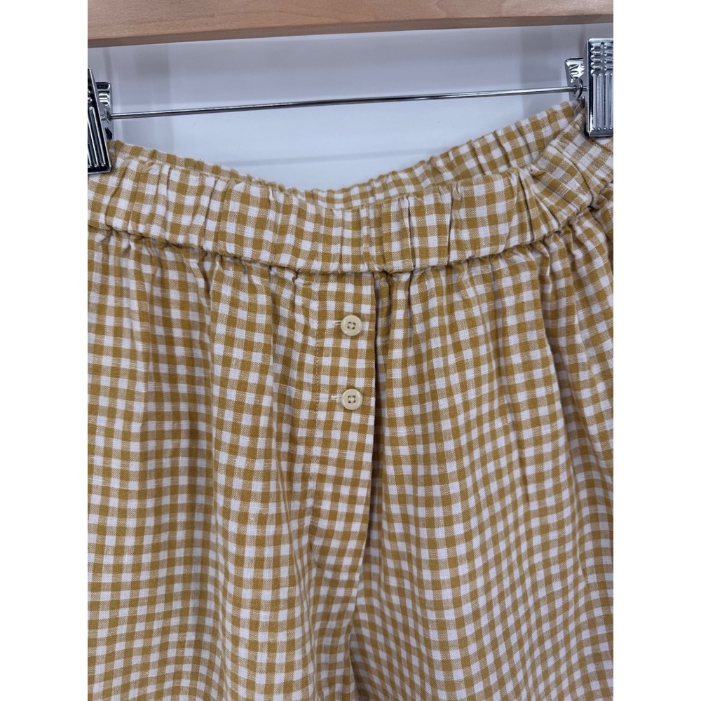 Everlane Linen Gingham Two Piece Set Womens 4/M Yellow Button Down Shorts - Picture 9 of 13
